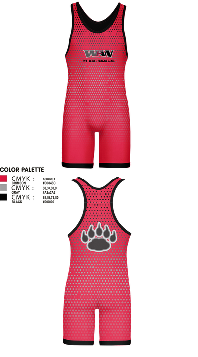 WF WEST WRESTLING 59688358 Wrestling Singlet - 1
