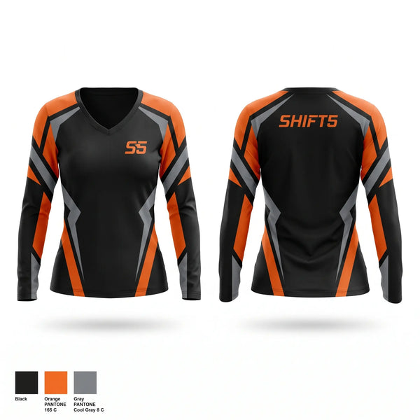 Womens Long Sleeve Vneck Shirt, Shift5, , Teamtime, Team time, sublimation, custom sports apparel, team uniforms, spirit wear, spiritwear, sports uniforms, custom shirts, team store, custom team store, fundraiser sports, apparel fundraiser