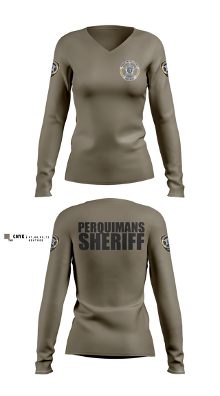 Womens Long Sleeve Vneck Shirt, Perquimans County Sheriff's Office, Police, Teamtime, Team time, sublimation, custom sports apparel, team uniforms, spirit wear, spiritwear, sports uniforms, custom shirts, team store, custom team store, fundraiser sports, apparel fundraiser