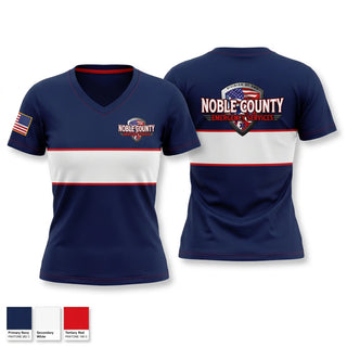 Womens Short Sleeve Vneck Shirt, Noble County Emergency Services, EMS/EMT, Teamtime, Team time, sublimation, custom sports apparel, team uniforms, spirit wear, spiritwear, sports uniforms, custom shirts, team store, custom team store, fundraiser sports, apparel fundraiser