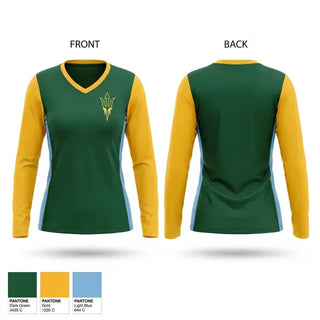 Womens Long Sleeve Vneck Shirt, Wonderview Daredevils, Women's Basketball, Teamtime, Team time, sublimation, custom sports apparel, team uniforms, spirit wear, spiritwear, sports uniforms, custom shirts, team store, custom team store, fundraiser sports, apparel fundraiser
