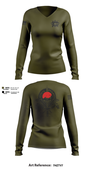 Womens Long Sleeve Vneck Shirt, Joint Medical Unit, Army, Teamtime, Team time, sublimation, custom sports apparel, team uniforms, spirit wear, spiritwear, sports uniforms, custom shirts, team store, custom team store, fundraiser sports, apparel fundraiser