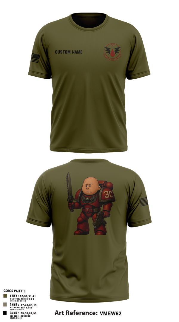 Old School Cotton Feel Shirt, CCo, 1-508PIR (OG), Army, Teamtime, Team time, sublimation, custom sports apparel, team uniforms, spirit wear, spiritwear, sports uniforms, custom shirts, team store, custom team store, fundraiser sports, apparel fundraiser