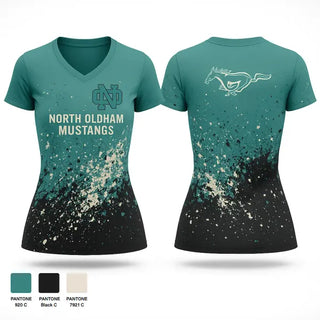 Womens Short Sleeve Vneck Shirt, North Oldham Mustangs, Baseball, Teamtime, Team time, sublimation, custom sports apparel, team uniforms, spirit wear, spiritwear, sports uniforms, custom shirts, team store, custom team store, fundraiser sports, apparel fundraiser