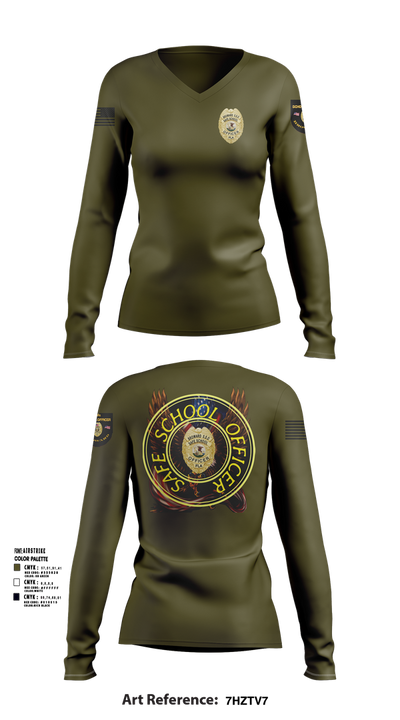 School officer 37316747 Women's Long Sleeve V-neck Shirt - 102