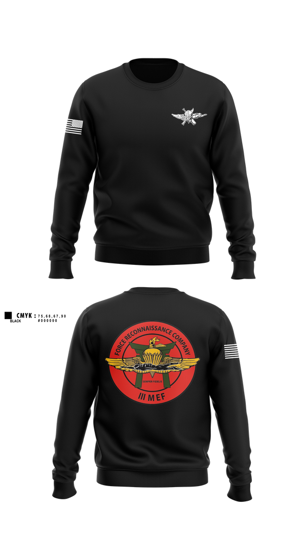 Crew Neck Sweatshirt, 3rd Reconnaissance Battalion, Force Co, Marines, Teamtime, Team time, sublimation, custom sports apparel, team uniforms, spirit wear, spiritwear, sports uniforms, custom shirts, team store, custom team store, fundraiser sports, apparel fundraiser