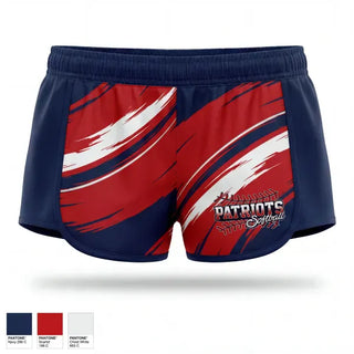 Womens Shorts, PATRIOTS, Softball, Teamtime, Team time, sublimation, custom sports apparel, team uniforms, spirit wear, spiritwear, sports uniforms, custom shirts, team store, custom team store, fundraiser sports, apparel fundraiser
