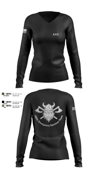 Womens Long Sleeve Vneck Shirt, 148th E.S.T., Police, Teamtime, Team time, sublimation, custom sports apparel, team uniforms, spirit wear, spiritwear, sports uniforms, custom shirts, team store, custom team store, fundraiser sports, apparel fundraiser
