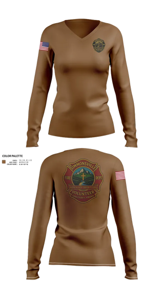 Womens Long Sleeve Vneck Shirt, Simmonsville VFD, , Teamtime, Team time, sublimation, custom sports apparel, team uniforms, spirit wear, spiritwear, sports uniforms, custom shirts, team store, custom team store, fundraiser sports, apparel fundraiser
