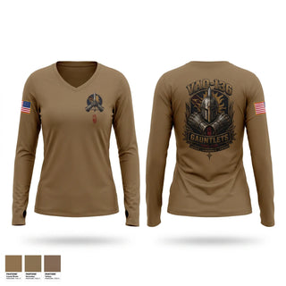 Womens Long Sleeve Vneck Shirt, Gauntlets, Navy, Teamtime, Team time, sublimation, custom sports apparel, team uniforms, spirit wear, spiritwear, sports uniforms, custom shirts, team store, custom team store, fundraiser sports, apparel fundraiser
