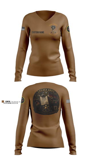 Womens Long Sleeve Vneck Shirt, Legacy 3/2 Fury Troop, Army, Teamtime, Team time, sublimation, custom sports apparel, team uniforms, spirit wear, spiritwear, sports uniforms, custom shirts, team store, custom team store, fundraiser sports, apparel fundraiser