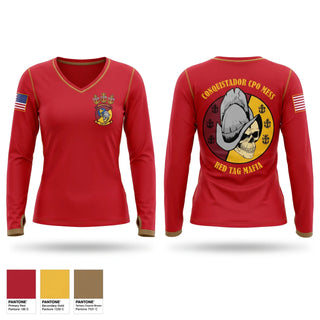 Womens Long Sleeve Vneck Shirt, VR-57 CHIEFS MESS, Navy, Teamtime, Team time, sublimation, custom sports apparel, team uniforms, spirit wear, spiritwear, sports uniforms, custom shirts, team store, custom team store, fundraiser sports, apparel fundraiser