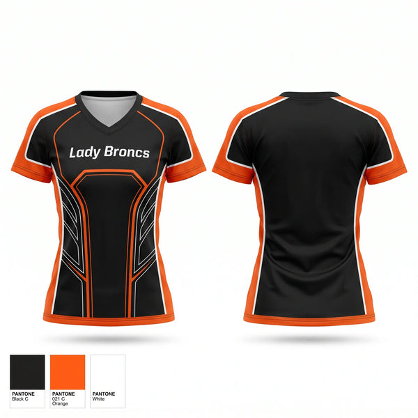Womens Short Sleeve Vneck Shirt, Lady Broncs, Women's Basketball, Teamtime, Team time, sublimation, custom sports apparel, team uniforms, spirit wear, spiritwear, sports uniforms, custom shirts, team store, custom team store, fundraiser sports, apparel fundraiser