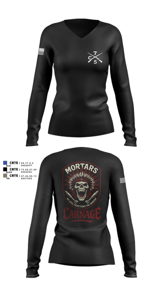 Womens Long Sleeve Vneck Shirt, Carnage, , Teamtime, Team time, sublimation, custom sports apparel, team uniforms, spirit wear, spiritwear, sports uniforms, custom shirts, team store, custom team store, fundraiser sports, apparel fundraiser