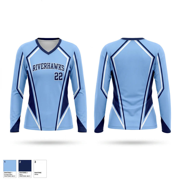 Womens Long Sleeve Vneck Shirt, Logan Martin Riverhawks, Baseball, Teamtime, Team time, sublimation, custom sports apparel, team uniforms, spirit wear, spiritwear, sports uniforms, custom shirts, team store, custom team store, fundraiser sports, apparel fundraiser