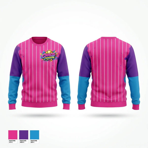 Crew Neck Sweatshirt, Chaos Chasers, Softball, Teamtime, Team time, sublimation, custom sports apparel, team uniforms, spirit wear, spiritwear, sports uniforms, custom shirts, team store, custom team store, fundraiser sports, apparel fundraiser