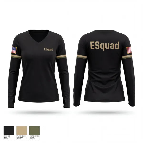 Womens Long Sleeve Vneck Shirt, E-Squad, Police, Teamtime, Team time, sublimation, custom sports apparel, team uniforms, spirit wear, spiritwear, sports uniforms, custom shirts, team store, custom team store, fundraiser sports, apparel fundraiser