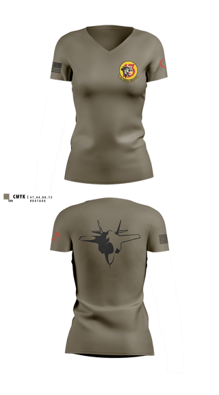 Womens Short Sleeve Vneck Shirt, 13th Fighter Squadron, Air Force, Teamtime, Team time, sublimation, custom sports apparel, team uniforms, spirit wear, spiritwear, sports uniforms, custom shirts, team store, custom team store, fundraiser sports, apparel fundraiser