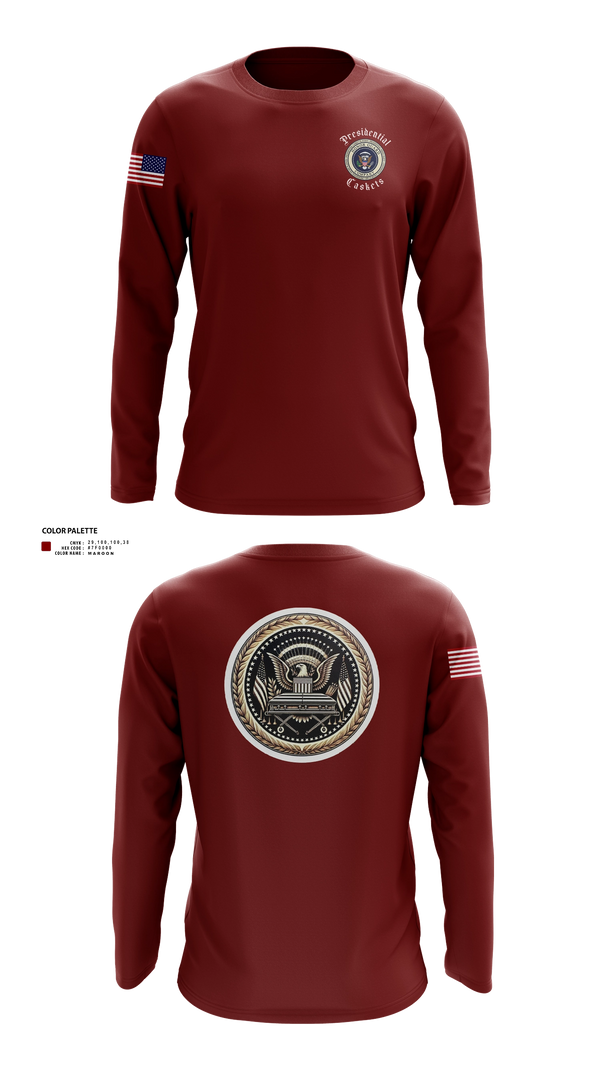 Long Sleeve Performance Shirt, Presidential Caskets Platoon, Army, Teamtime, Team time, sublimation, custom sports apparel, team uniforms, spirit wear, spiritwear, sports uniforms, custom shirts, team store, custom team store, fundraiser sports, apparel fundraiser