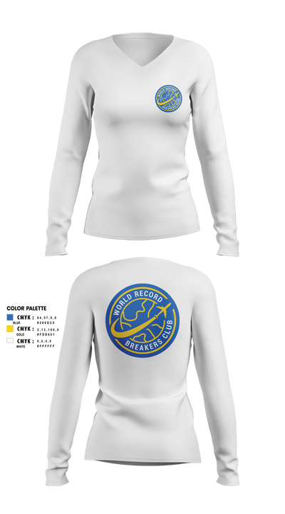 World Record Breakers Club 55012769 Women's Long Sleeve V-neck Shirt - 1