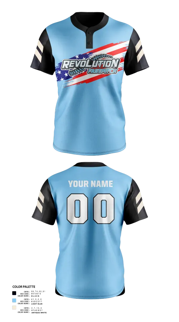 Two Button Softball Jersey, Northampton Revolution, Softball, Teamtime, Team time, sublimation, custom sports apparel, team uniforms, spirit wear, spiritwear, sports uniforms, custom shirts, team store, custom team store, fundraiser sports, apparel fundraiser