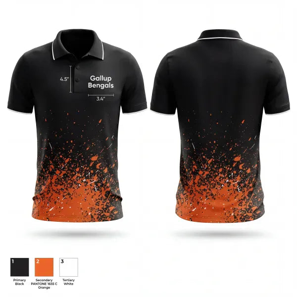 Short Sleeve Performance Polo, Gallup Bengals, Baseball, Teamtime, Team time, sublimation, custom sports apparel, team uniforms, spirit wear, spiritwear, sports uniforms, custom shirts, team store, custom team store, fundraiser sports, apparel fundraiser