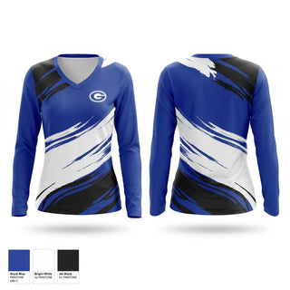 Womens Long Sleeve Vneck Shirt, Lady Jays, Softball, Teamtime, Team time, sublimation, custom sports apparel, team uniforms, spirit wear, spiritwear, sports uniforms, custom shirts, team store, custom team store, fundraiser sports, apparel fundraiser