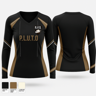 P.L.U.T.O. 54797474 Women's Long Sleeve V-neck Shirt - 3