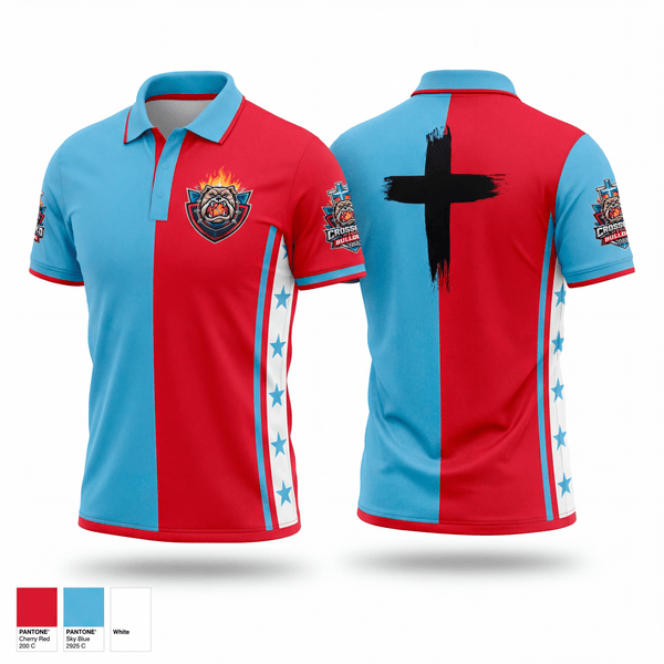 Short Sleeve Performance Polo, Crossover Hoops Bulldogs, Men's Basketball, Teamtime, Team time, sublimation, custom sports apparel, team uniforms, spirit wear, spiritwear, sports uniforms, custom shirts, team store, custom team store, fundraiser sports, apparel fundraiser
