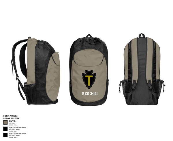 Gear Bag, B CO 3-141, Army, Teamtime, Team time, sublimation, custom sports apparel, team uniforms, spirit wear, spiritwear, sports uniforms, custom shirts, team store, custom team store, fundraiser sports, apparel fundraiser