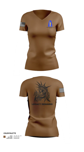 Womens Short Sleeve Vneck Shirt, 1019th Quartermaster Company, , Teamtime, Team time, sublimation, custom sports apparel, team uniforms, spirit wear, spiritwear, sports uniforms, custom shirts, team store, custom team store, fundraiser sports, apparel fundraiser