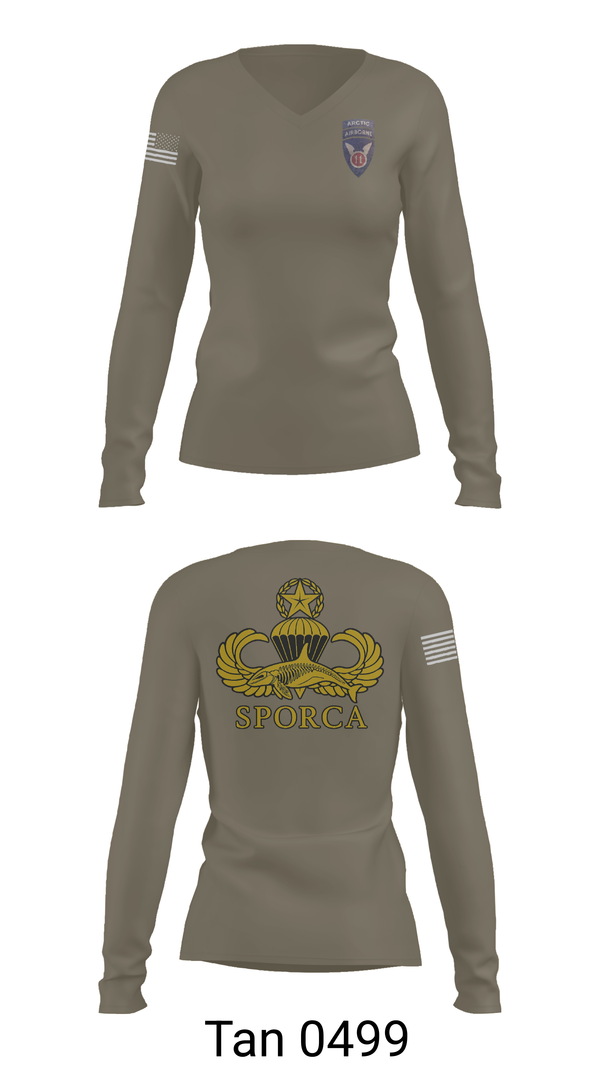 Womens Long Sleeve Vneck Shirt, HHC, 725th BSB, 2/11 ABN, , Teamtime, Team time, sublimation, custom sports apparel, team uniforms, spirit wear, spiritwear, sports uniforms, custom shirts, team store, custom team store, fundraiser sports, apparel fundraiser