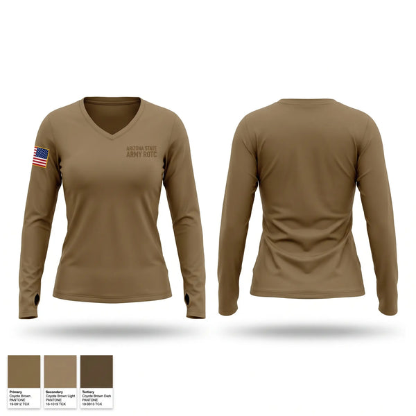Womens Long Sleeve Vneck Shirt, Arizona State Army ROTC, Army, Teamtime, Team time, sublimation, custom sports apparel, team uniforms, spirit wear, spiritwear, sports uniforms, custom shirts, team store, custom team store, fundraiser sports, apparel fundraiser