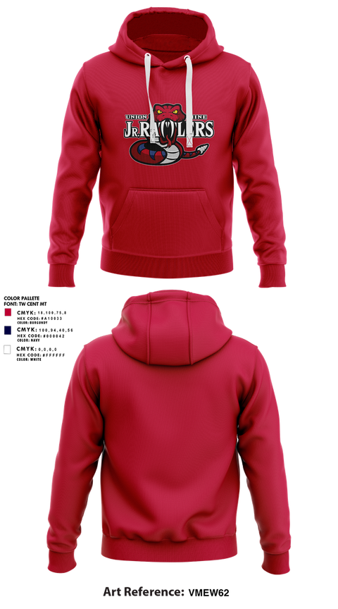 Hoodie, Union Mine Jr. Rattlers Football And Cheer, , Teamtime, Team time, sublimation, custom sports apparel, team uniforms, spirit wear, spiritwear, sports uniforms, custom shirts, team store, custom team store, fundraiser sports, apparel fundraiser