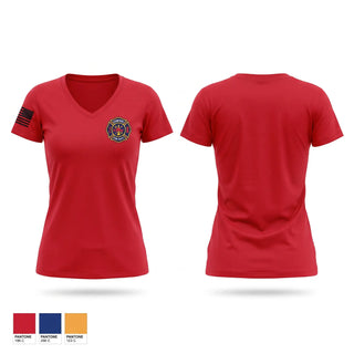 Womens Short Sleeve Vneck Shirt, Comfort Volunteer Fire Department, Fire Department, Teamtime, Team time, sublimation, custom sports apparel, team uniforms, spirit wear, spiritwear, sports uniforms, custom shirts, team store, custom team store, fundraiser sports, apparel fundraiser