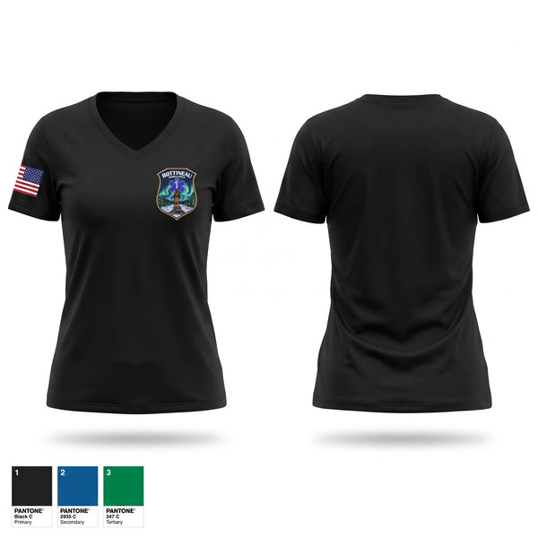 Womens Short Sleeve Vneck Shirt, Bottineau Ambulance District, EMS/EMT, Teamtime, Team time, sublimation, custom sports apparel, team uniforms, spirit wear, spiritwear, sports uniforms, custom shirts, team store, custom team store, fundraiser sports, apparel fundraiser