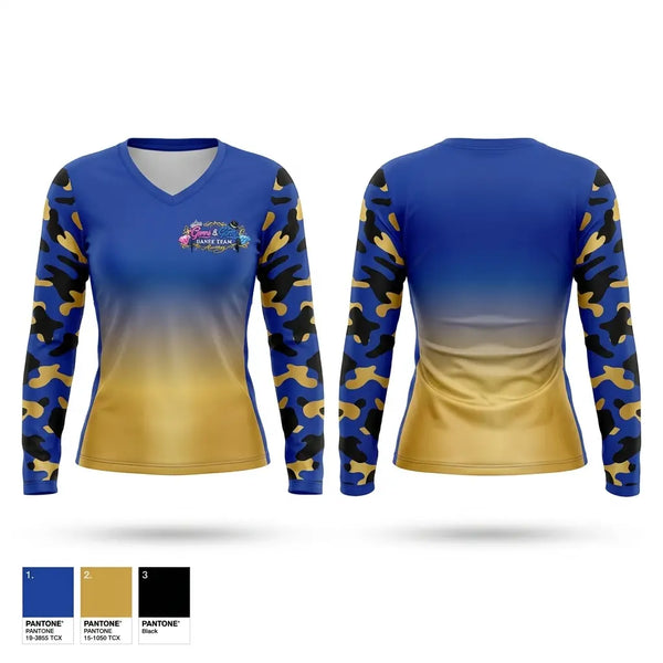 Womens Long Sleeve Vneck Shirt, Gems and gents, Cheer, Teamtime, Team time, sublimation, custom sports apparel, team uniforms, spirit wear, spiritwear, sports uniforms, custom shirts, team store, custom team store, fundraiser sports, apparel fundraiser