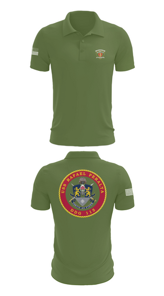 Short Sleeve Performance Polo, USS Rafael Peralta DDG 115, Navy, Teamtime, Team time, sublimation, custom sports apparel, team uniforms, spirit wear, spiritwear, sports uniforms, custom shirts, team store, custom team store, fundraiser sports, apparel fundraiser