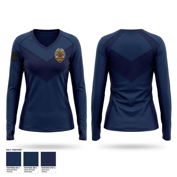 Womens Long Sleeve Vneck Shirt, Lumberton PD, Police, Teamtime, Team time, sublimation, custom sports apparel, team uniforms, spirit wear, spiritwear, sports uniforms, custom shirts, team store, custom team store, fundraiser sports, apparel fundraiser