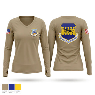 Womens Long Sleeve Vneck Shirt, 332nd Air Expeditionary Wing, Air Force, Teamtime, Team time, sublimation, custom sports apparel, team uniforms, spirit wear, spiritwear, sports uniforms, custom shirts, team store, custom team store, fundraiser sports, apparel fundraiser