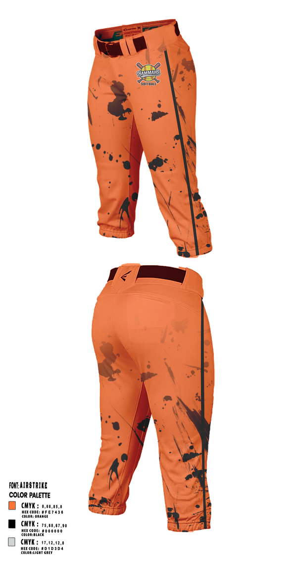 Softball Pants, Hammahs, Softball, Teamtime, Team time, sublimation, custom sports apparel, team uniforms, spirit wear, spiritwear, sports uniforms, custom shirts, team store, custom team store, fundraiser sports, apparel fundraiser