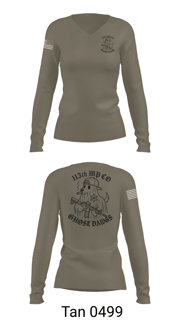 Womens Long Sleeve Vneck Shirt, 113th MP CO, Army, Teamtime, Team time, sublimation, custom sports apparel, team uniforms, spirit wear, spiritwear, sports uniforms, custom shirts, team store, custom team store, fundraiser sports, apparel fundraiser