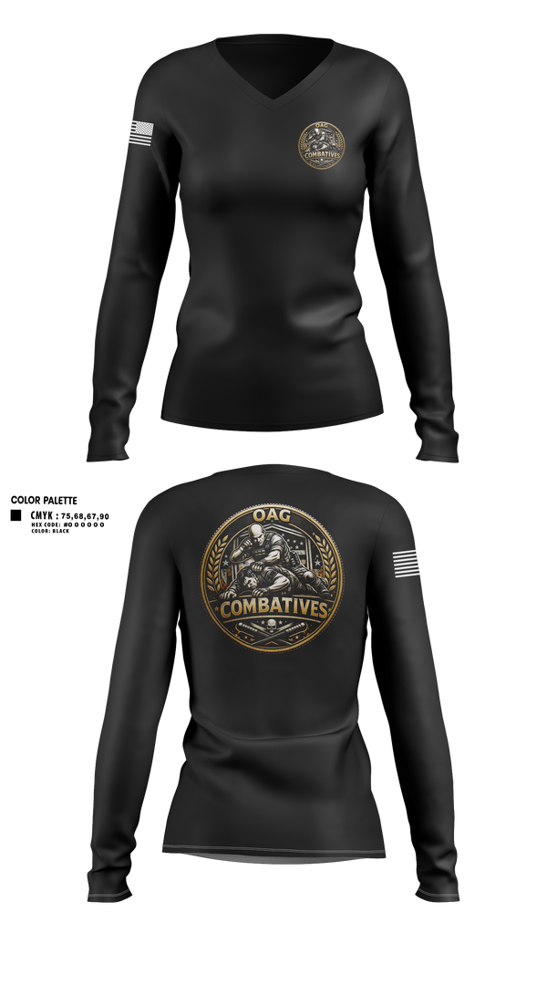 Womens Long Sleeve Vneck Shirt, OAG-DT, Police, Teamtime, Team time, sublimation, custom sports apparel, team uniforms, spirit wear, spiritwear, sports uniforms, custom shirts, team store, custom team store, fundraiser sports, apparel fundraiser