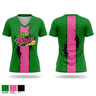 Womens Short Sleeve Vneck Shirt, Turtles, Softball, Teamtime, Team time, sublimation, custom sports apparel, team uniforms, spirit wear, spiritwear, sports uniforms, custom shirts, team store, custom team store, fundraiser sports, apparel fundraiser