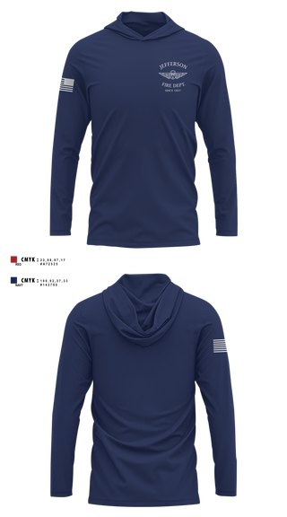 Long Sleeve Hooded Sun Shirt, Jefferson vol Fire Dept, Fire Department, Teamtime, Team time, sublimation, custom sports apparel, team uniforms, spirit wear, spiritwear, sports uniforms, custom shirts, team store, custom team store, fundraiser sports, apparel fundraiser
