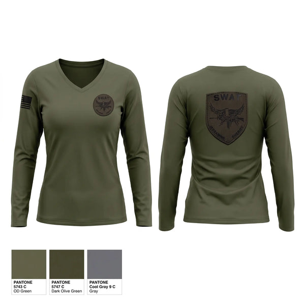 Womens Long Sleeve Vneck Shirt, Jessamine county seat, Police, Teamtime, Team time, sublimation, custom sports apparel, team uniforms, spirit wear, spiritwear, sports uniforms, custom shirts, team store, custom team store, fundraiser sports, apparel fundraiser
