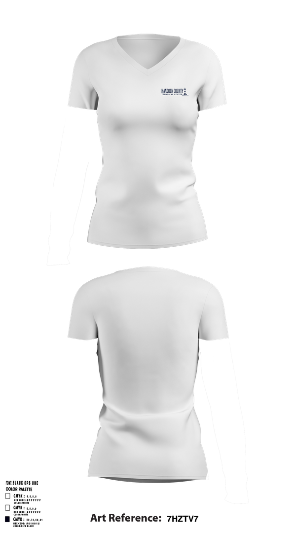 Womens Short Sleeve Vneck Shirt, Hancock County Technical Center, Spirit Store, Teamtime, Team time, sublimation, custom sports apparel, team uniforms, spirit wear, spiritwear, sports uniforms, custom shirts, team store, custom team store, fundraiser sports, apparel fundraiser