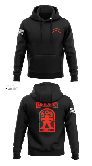 Hoodie, 3-509th Parachute Infantry BN Able Nation, , Teamtime, Team time, sublimation, custom sports apparel, team uniforms, spirit wear, spiritwear, sports uniforms, custom shirts, team store, custom team store, fundraiser sports, apparel fundraiser