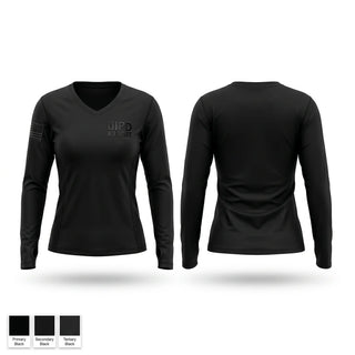 Womens Long Sleeve Vneck Shirt, UIPD K9 UNIT, Police, Teamtime, Team time, sublimation, custom sports apparel, team uniforms, spirit wear, spiritwear, sports uniforms, custom shirts, team store, custom team store, fundraiser sports, apparel fundraiser