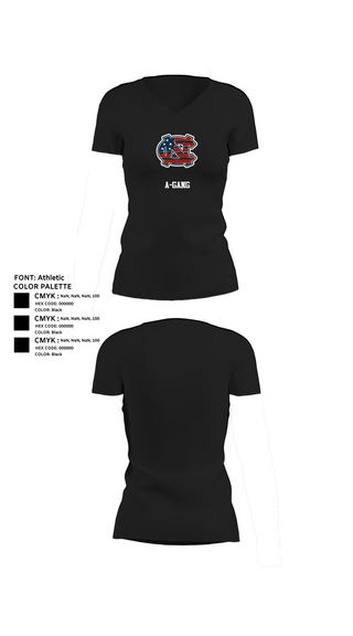 Womens Short Sleeve Vneck Shirt, A-Gang, , Teamtime, Team time, sublimation, custom sports apparel, team uniforms, spirit wear, spiritwear, sports uniforms, custom shirts, team store, custom team store, fundraiser sports, apparel fundraiser